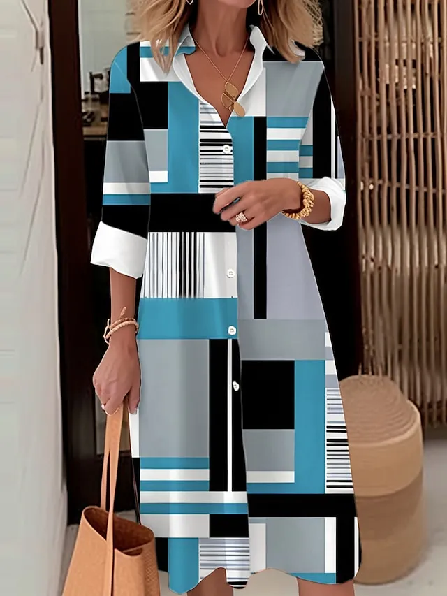 Women's Shirt Dress Casual Dress Midi Dress Outdoor Office Daily