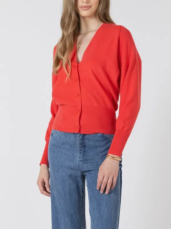 V-Neck Button Front Cardigan