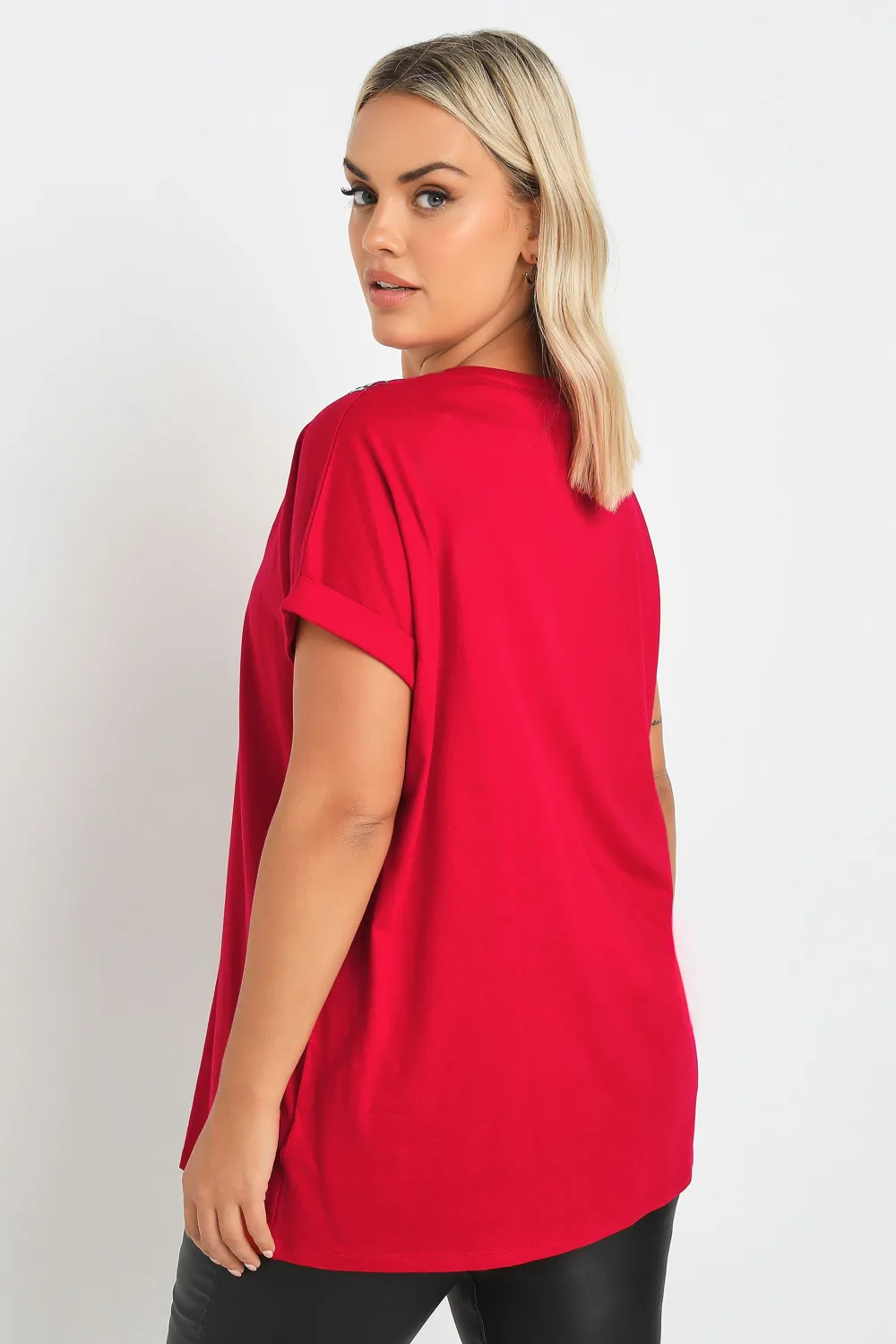 YOURS Curve Red Sequin Bow T-Shirt