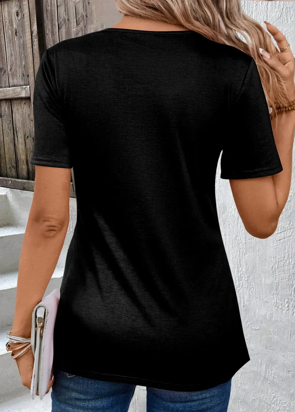 Pink Fake 2in1 Graffiti Print Short Sleeve T Shirt