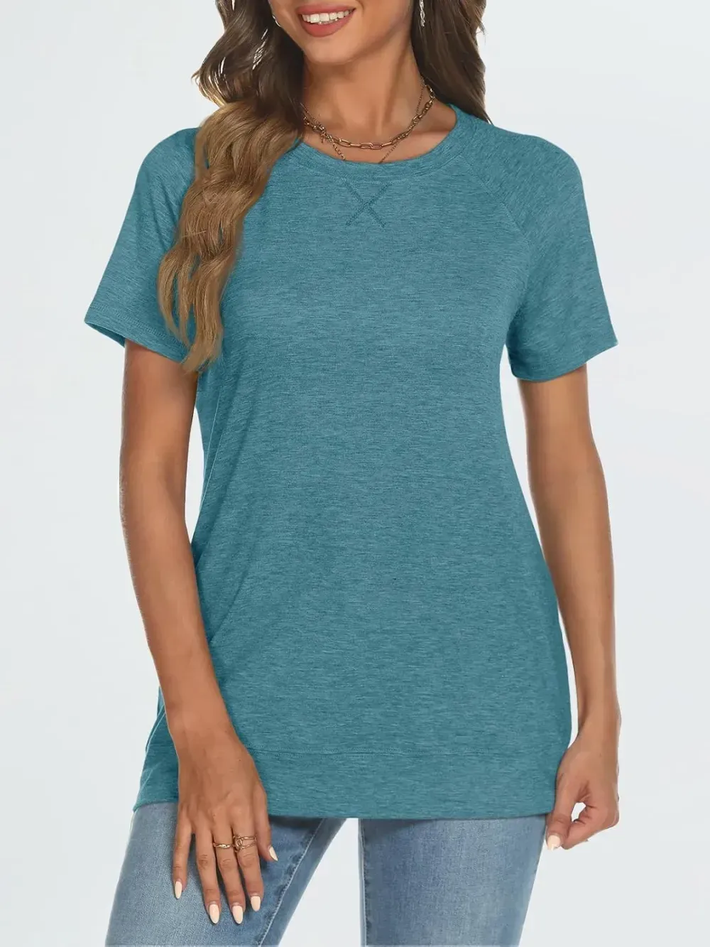 AUTOMET T Shirts Short Sleeve Crewneck Tees for Women Trendy Lightweight Soft Casual Summer Tops Clothes 2024