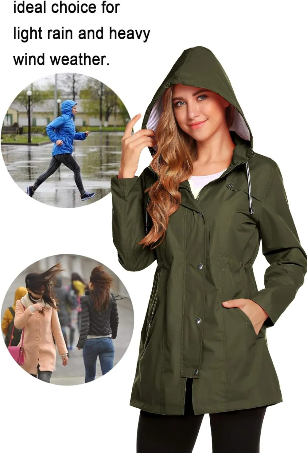Womens Lightweight Hooded Waterproof Active Outdoor Rain Jacket S-XXL