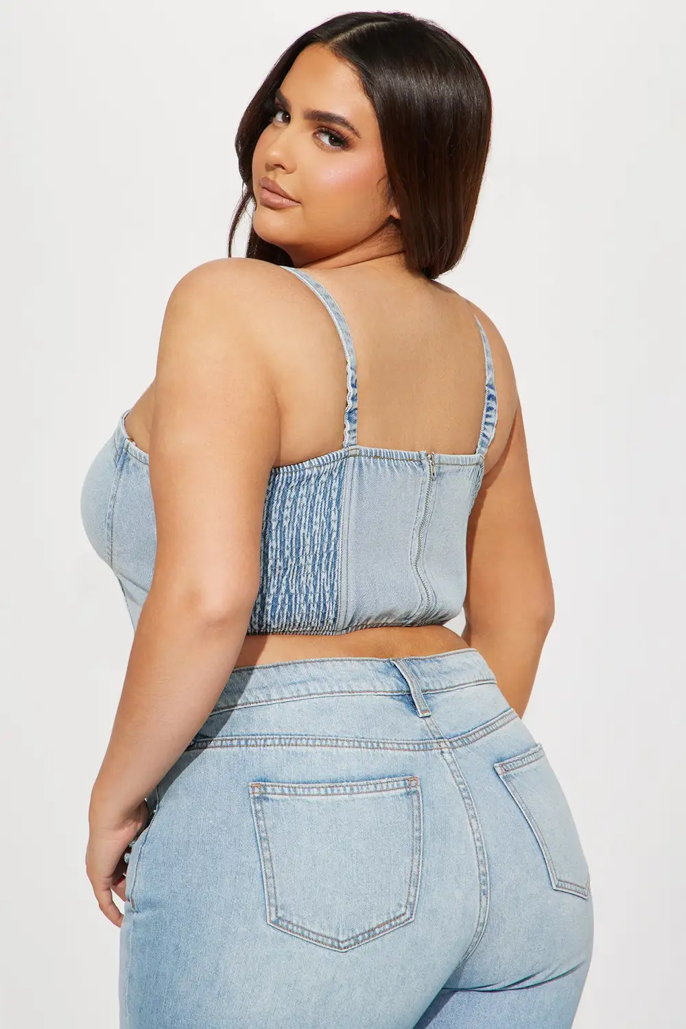 No Self Control Denim Corset Top - Light Wash