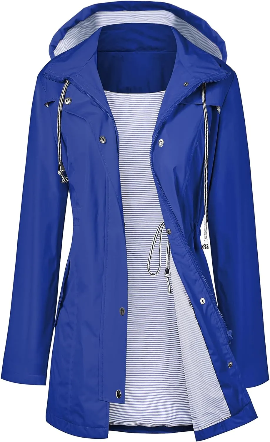 LOMON Raincoat Women Waterproof Long Hooded Trench Coats Lined Windbreaker Travel Jacket S-XXL