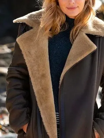 Lapel Collar Casual Teddy Jacket