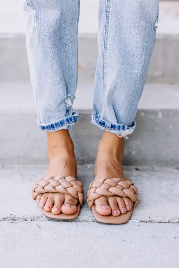 Bubbly Personality Camel Brown Braided Sandals