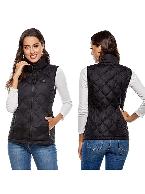 Ladies heated vest, 3 heating, 4 heating zones, washable neck heating jacket