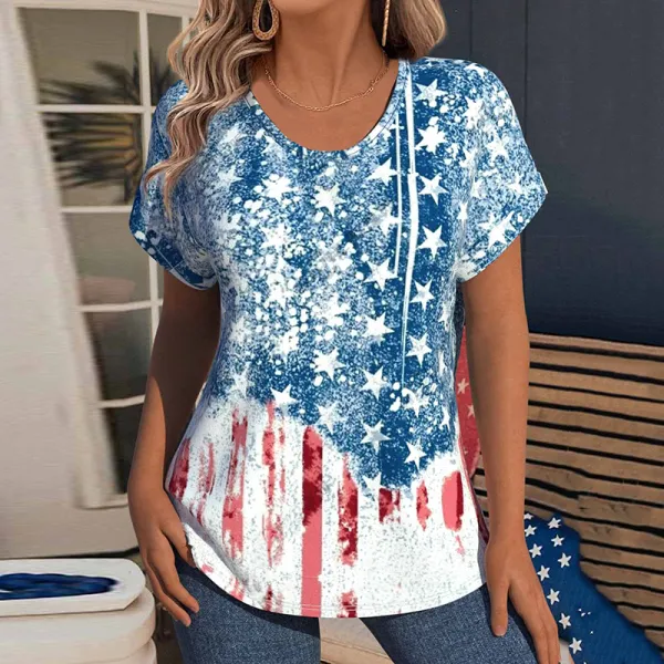 Women's Independence Day Flag Art T-shirt