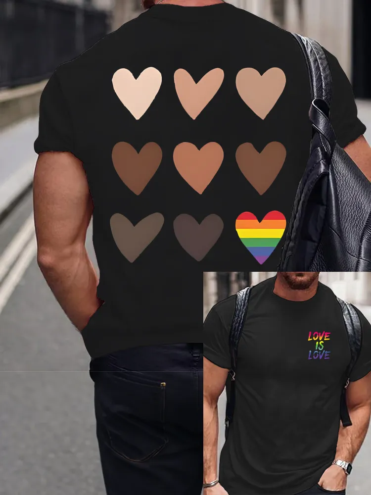Men'S Round-Neck Short-Sleeved T-Shirt Love Is Love Prints