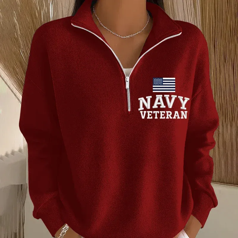 Women's Veteran Print Casual Sweatshirt