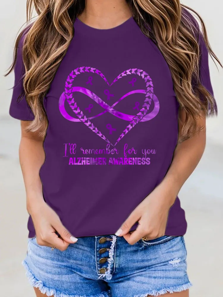 Women'S I'Ll Remember For You Alzheimer'S Awareness Round-Neck T-Shirt