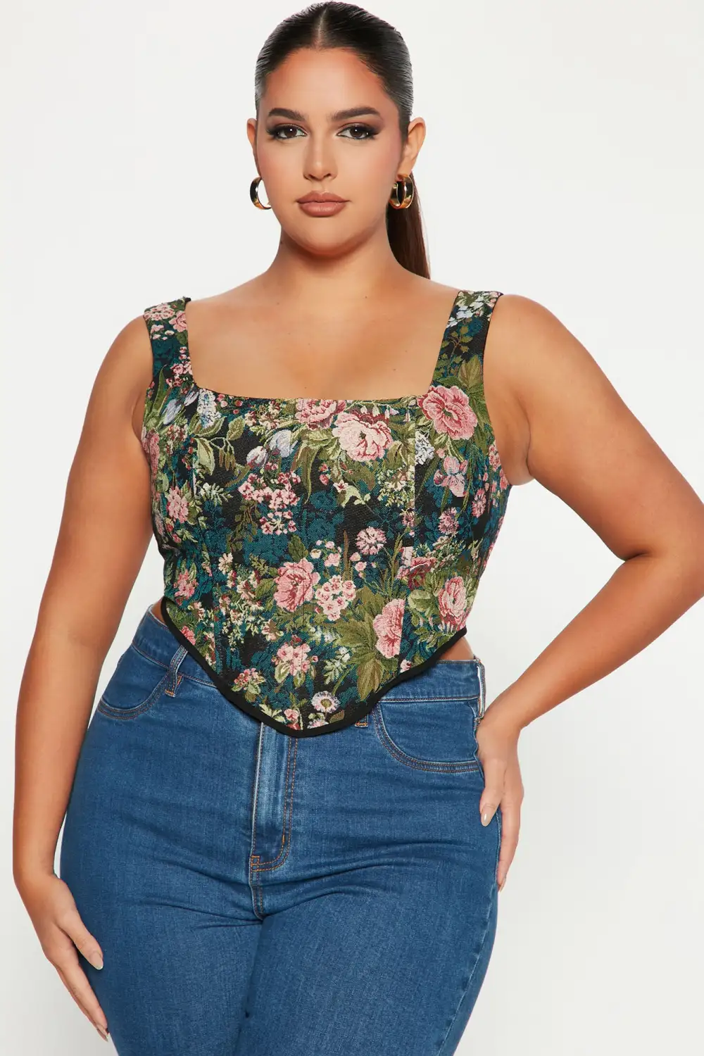 Major Vibe Floral Corset Top - Black/combo