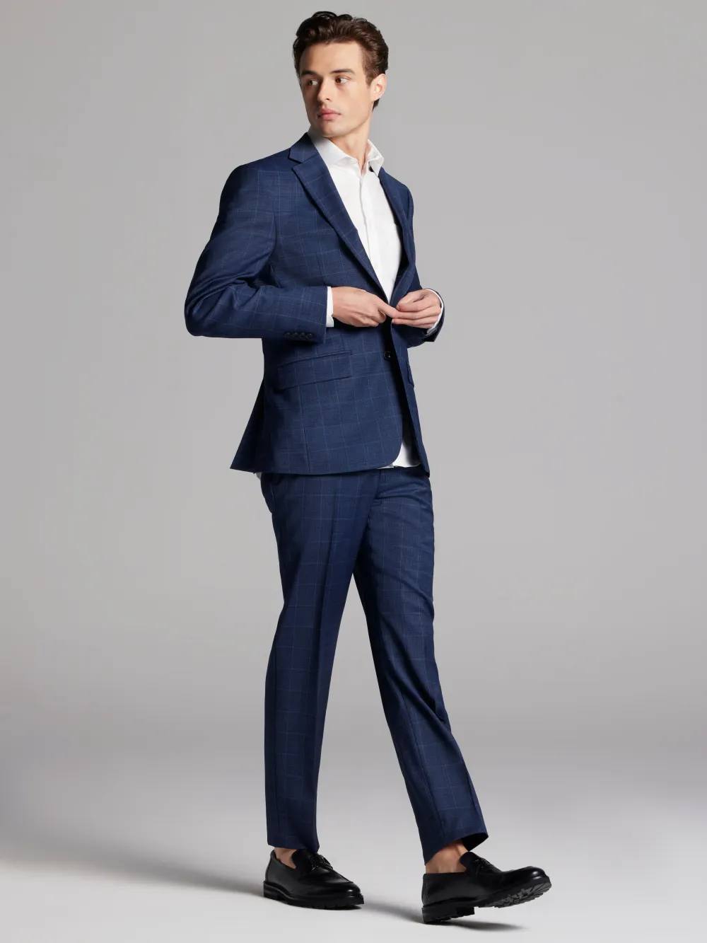 Calvin Klein Slim Fit Wool Blend Windowpane Suit Jacket