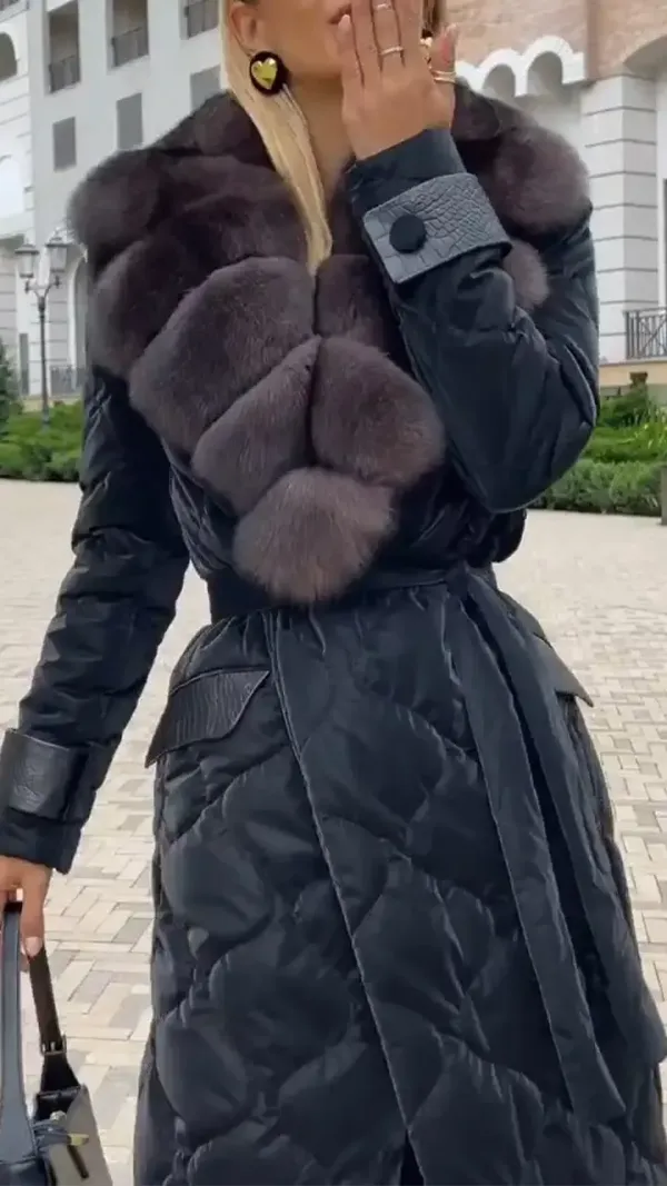 Women's Fur Collar Long Cotton Coatt