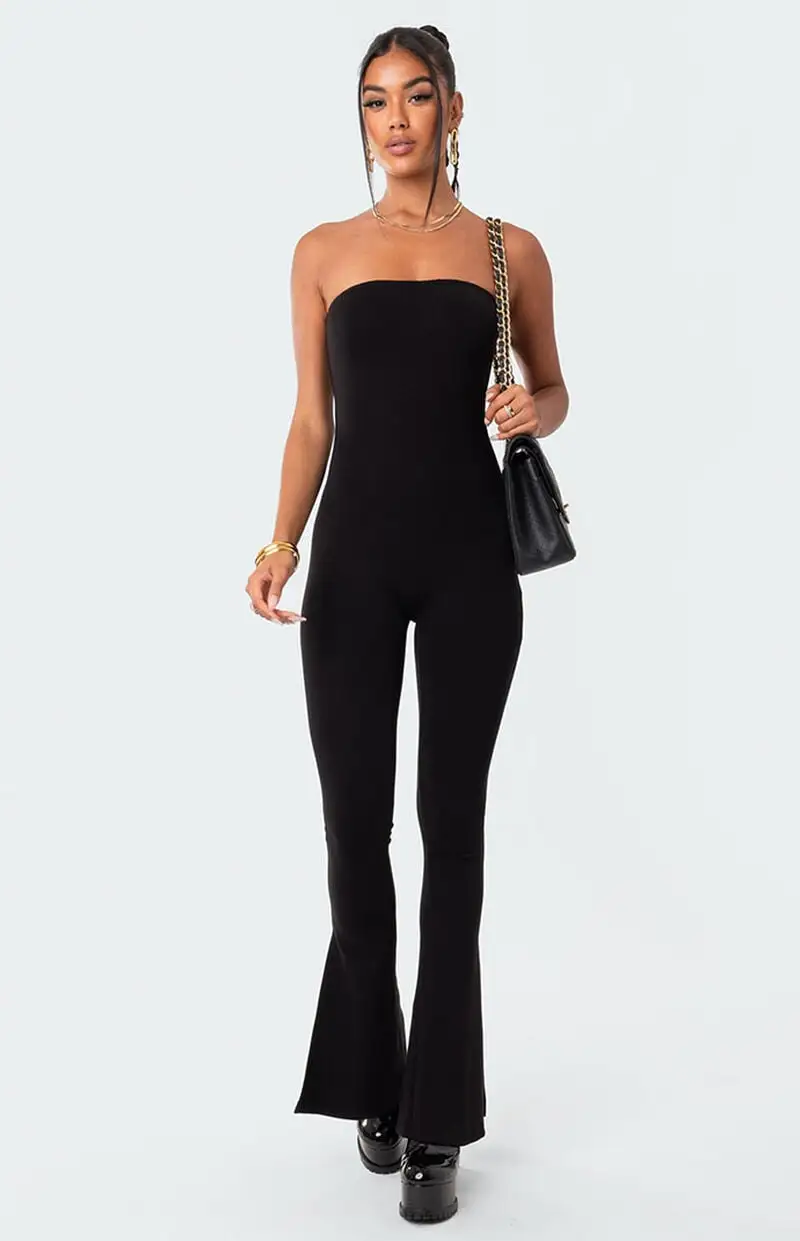 Edikted Melina Side Slits Flared Jumpsuit