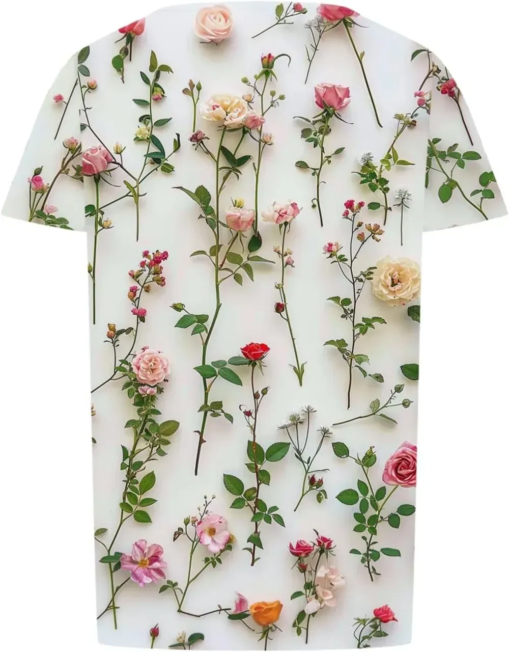 Womens Summer Pleated Front Shirts Tunics Casual Short Sleeved Loose Round Neck Boho Printed Tops Vacation Blouse