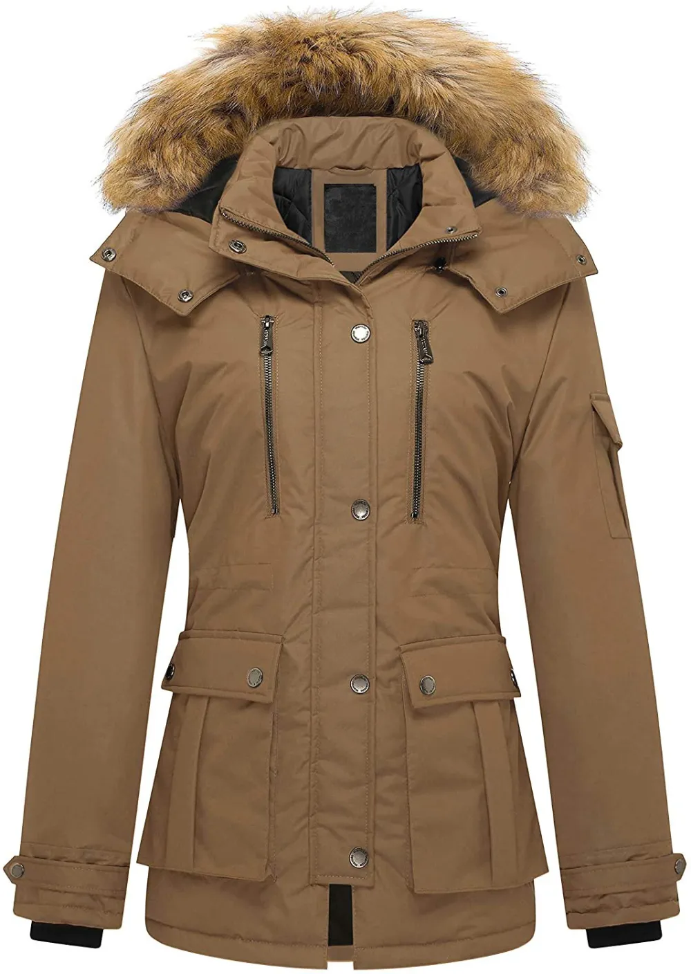 Women's Quilted Winter Coat Warm Puffer Jacket Thicken Parka with Removable Hood