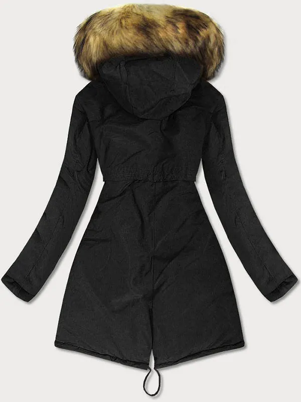 Ladies reversible winter jacket, black and yellow