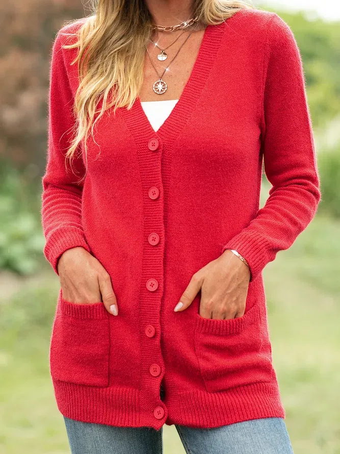 Women Long Sleeve Cotton-blend Cardigans Outerwears