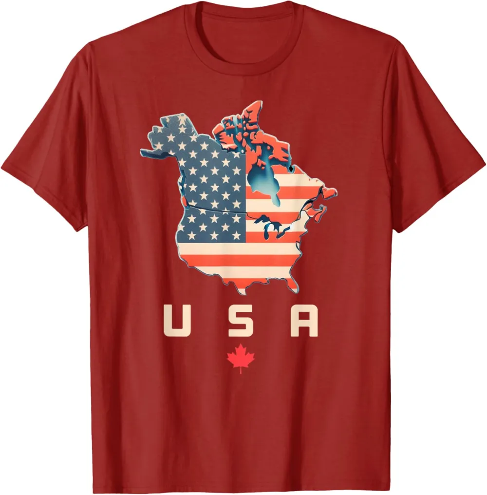Shirt with Canada and USA map - Annex America’s 51st state! T-Shirt