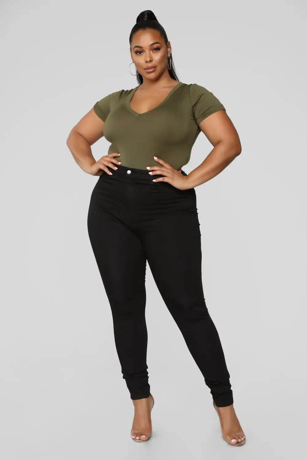 Classic High Waist Skinny Jeans - Black