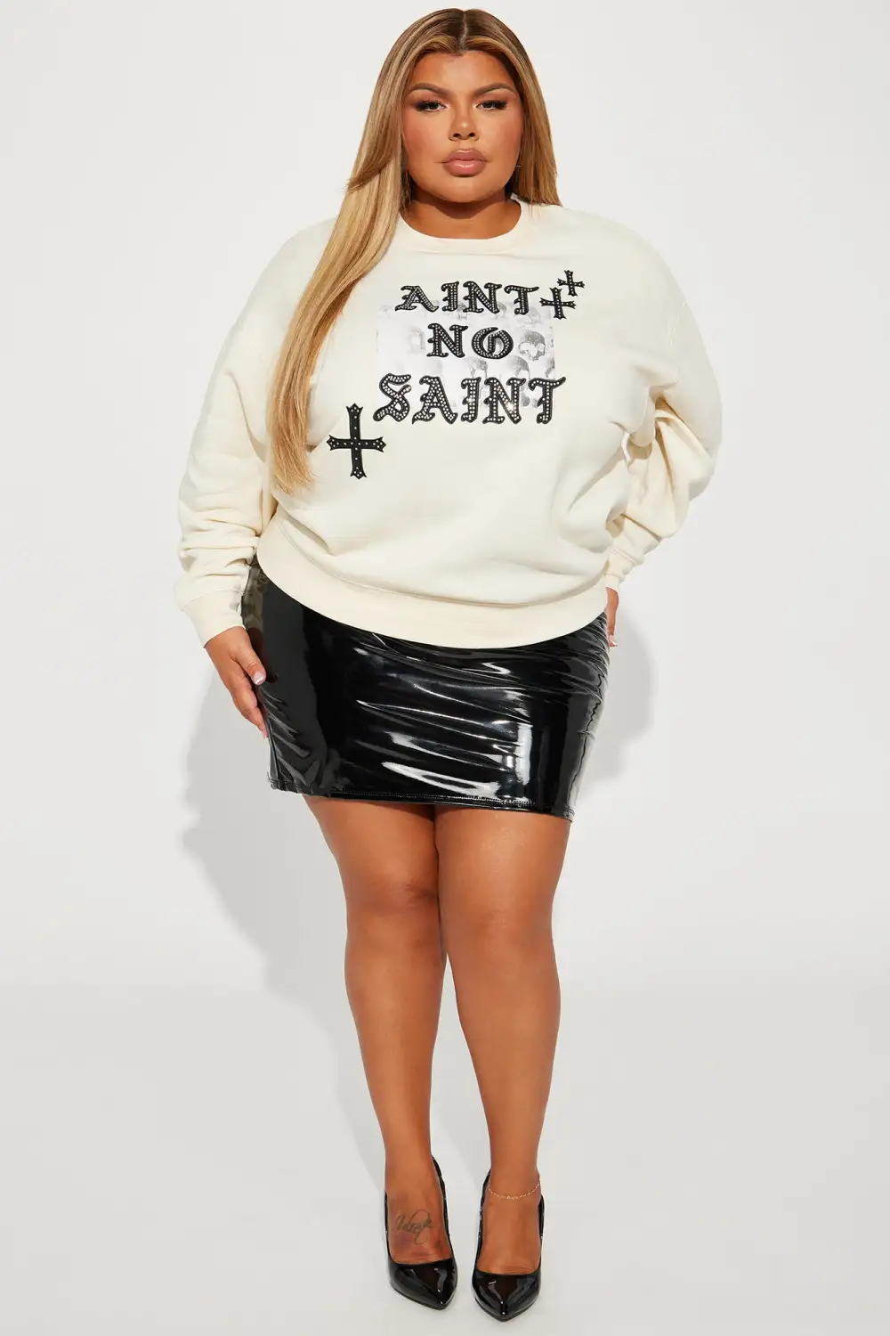 Ain't No Saint Crew Neck Sweatshirt - Sand