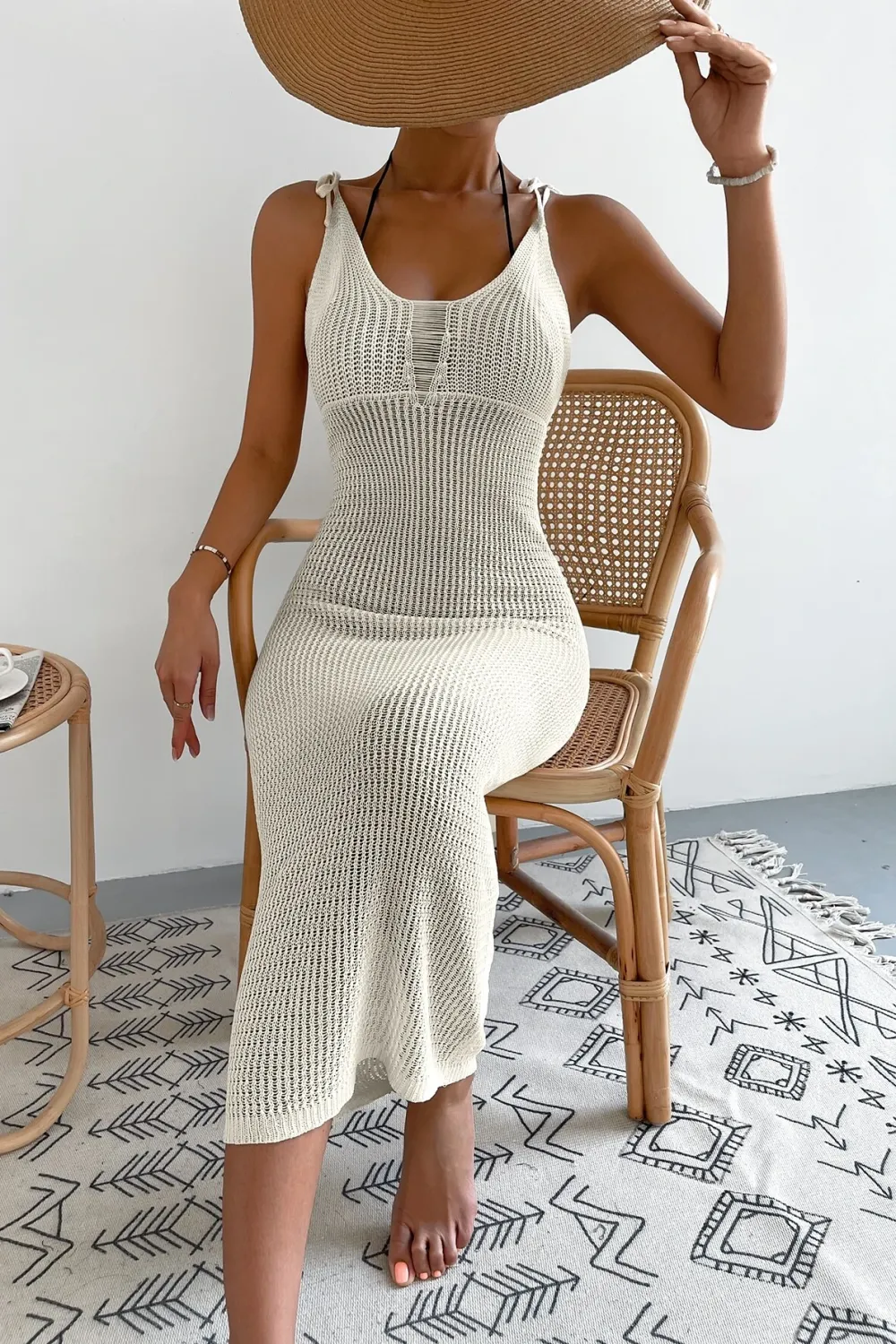 Ripped Tie Backless Halter Cover Up Dress