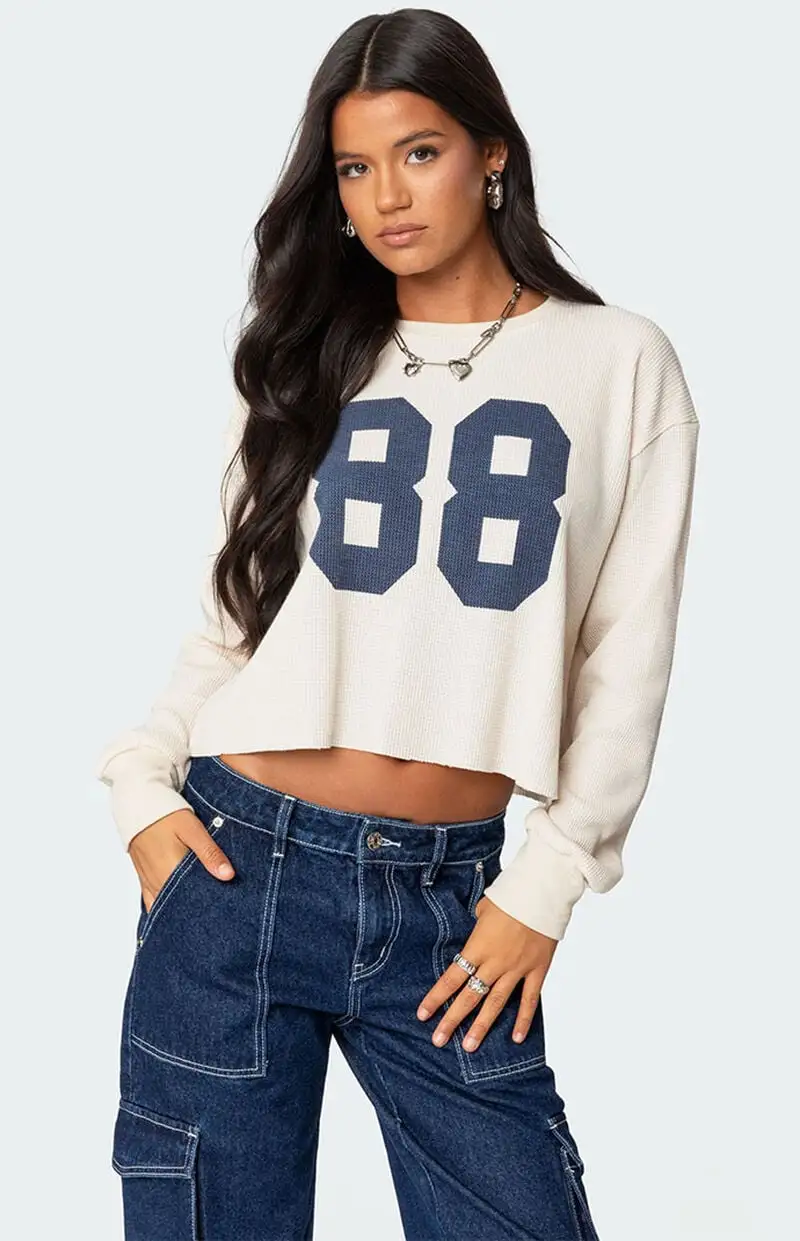 Edikted 88 Waffle Long Sleeve T-Shirt