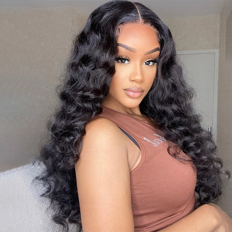 13x6 HD Lace Full Frontal Wig Undetactable HD Lace Loose Deep Wave Human Hair Wig