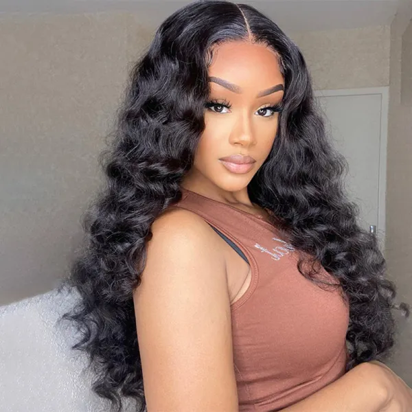13x6 HD Lace Full Frontal Wig Undetactable HD Lace Loose Deep Wave Human Hair Wig