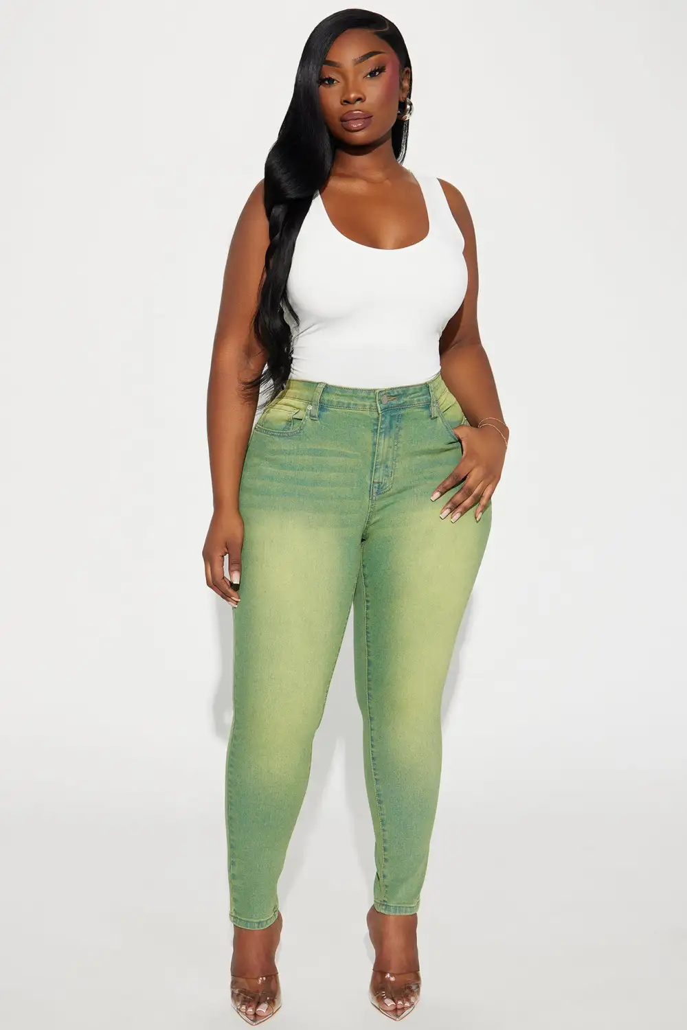 Hampton Tinted High Stretch Skinny Jeans - Green