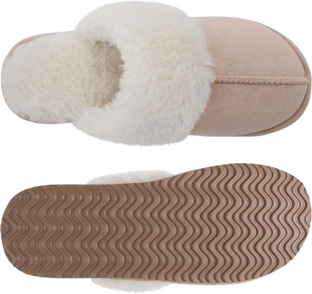 Women's Fuzzy Memory Foam Slippers Fluffy Winter House Shoes Indoor and Outdoor