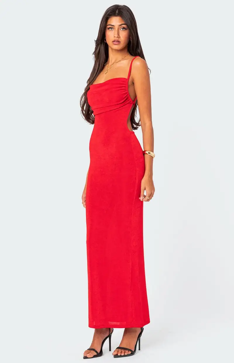 Edikted Clea Open Back Maxi Dress