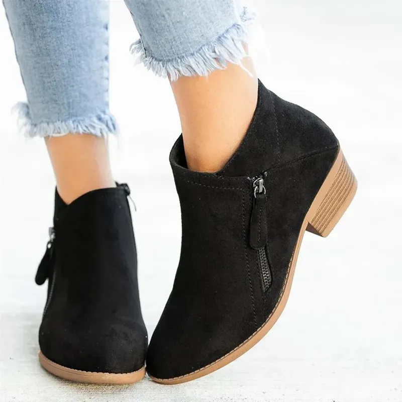 Women's Fashion Low Heel Ankle Boots