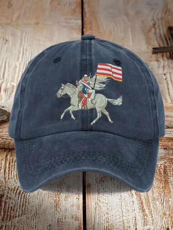 Retro Country Western Music Cowboy Horse And Flag Print Baseball Cap