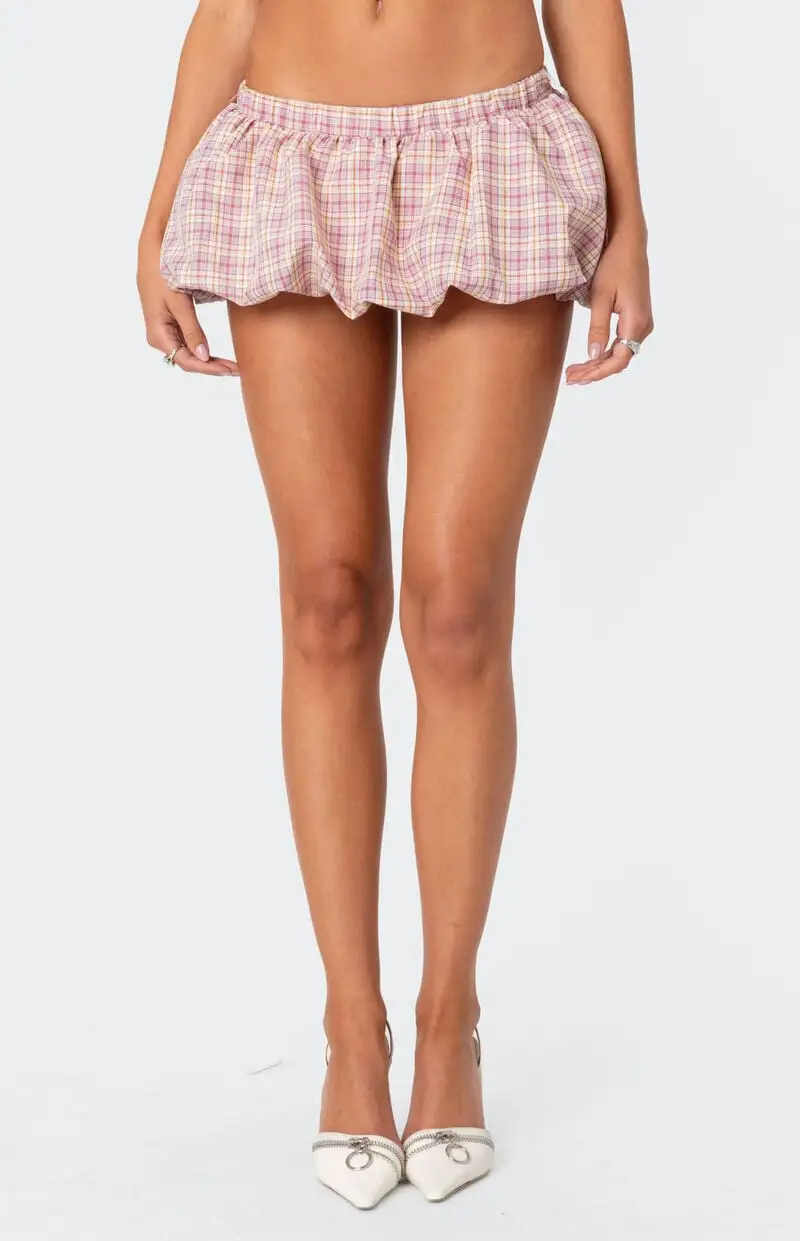 Edikted Plaid Bubble Micro Skort