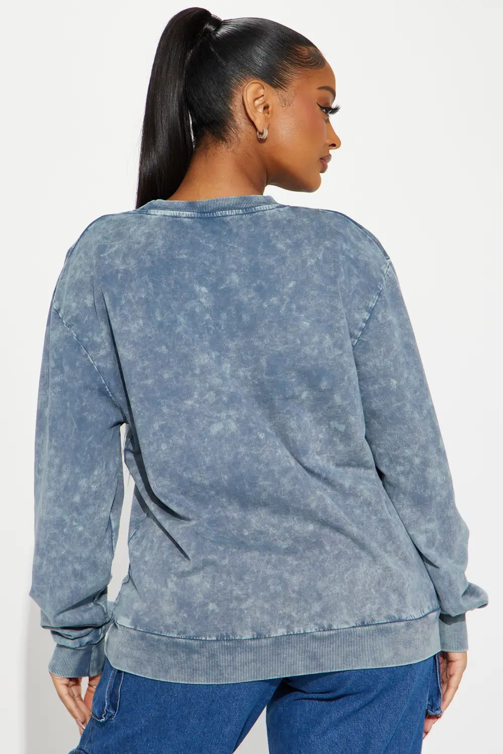 Vibin & Thrivin Washed Crew Neck Sweatshirt - Grey/combo