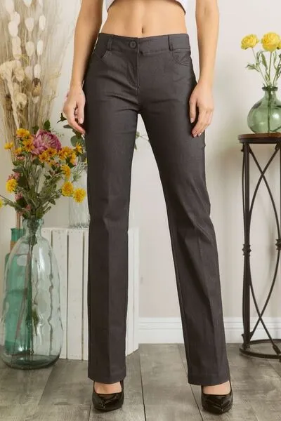 Full Size Solid Pants With Pocket Plus Size