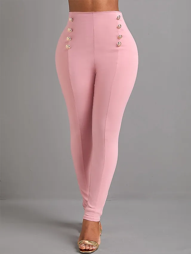 Women's Pants Trousers Leggings Full Length High Cut Micro-elastic High Waist Fashion Streetwear Party Daily Wear Black White S M Fall Winter