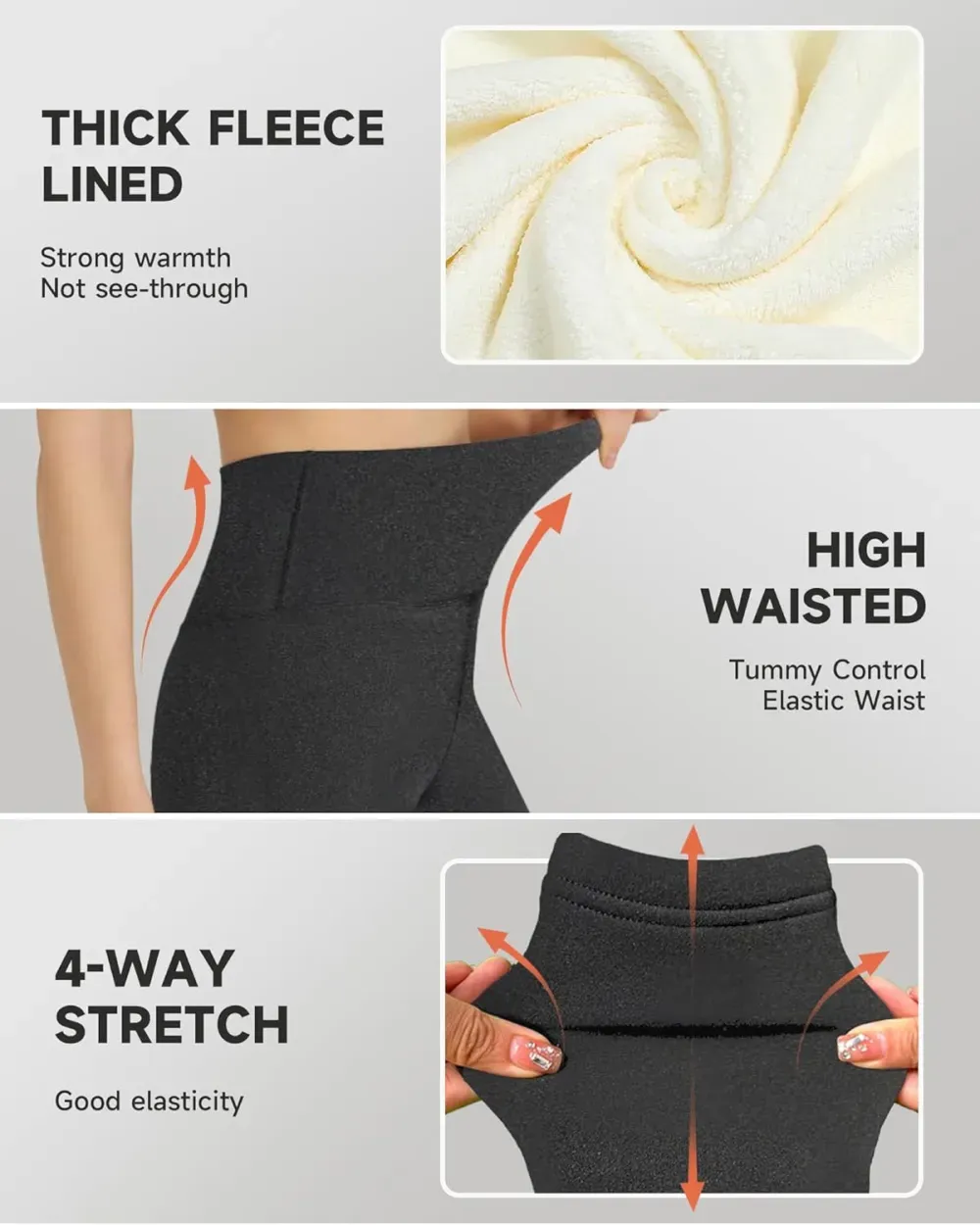 Fleece Lined Leggings for Women – Thick Winter Warm Thermal High Waisted Tummy Control Workout Yoga Pants