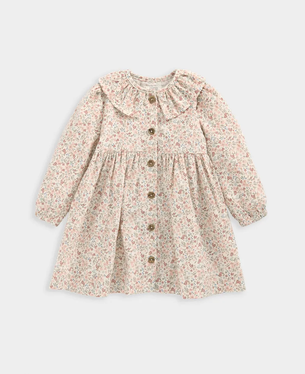 Floral Cord Dress with Tights