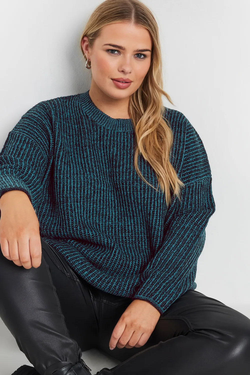 YOURS Curve Grey Drop Shoulder Knitted Jumper