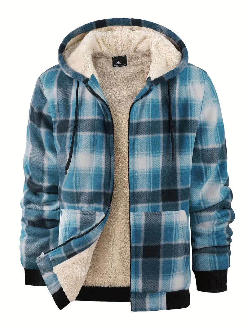 Mens Plaid Flannel Sherpa Lined Fleece Jackets