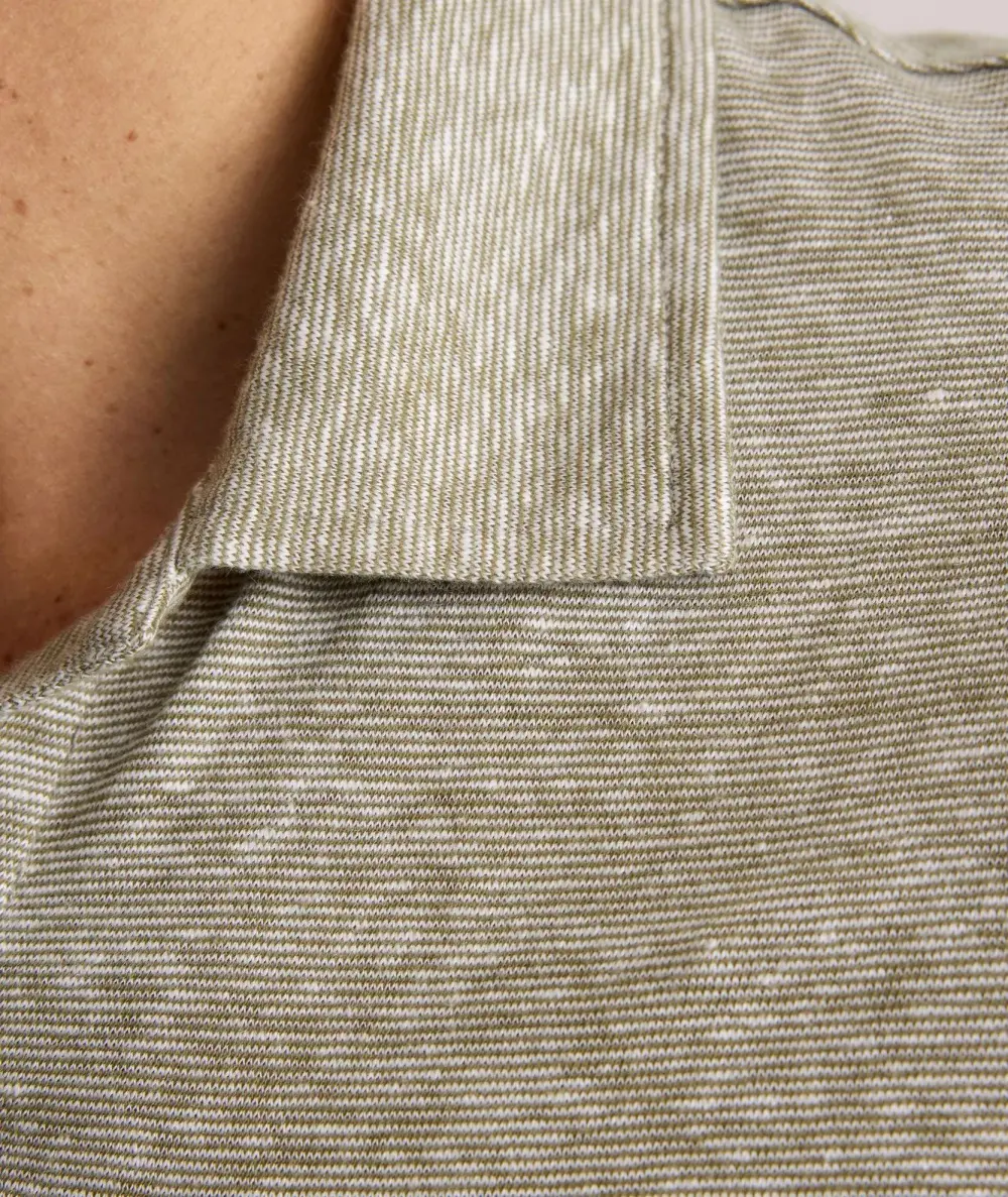 Cotton-Linen Johnny Collar Polo