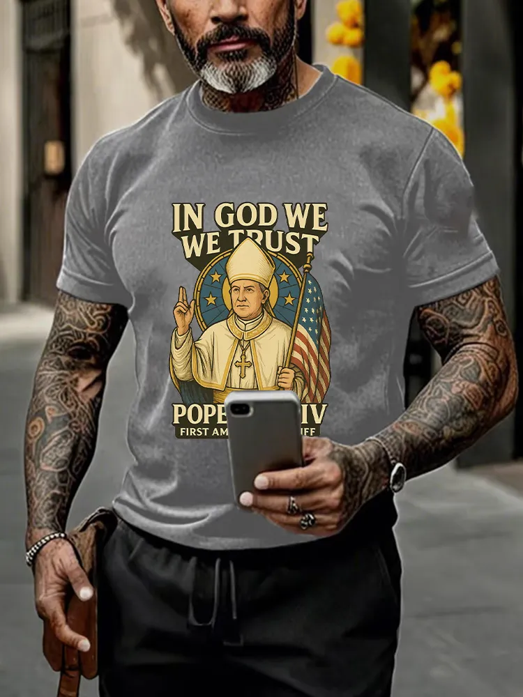 Men'S In God We Trust Pope Leo Xiv 8th May 2025 Printed T-Shirt
