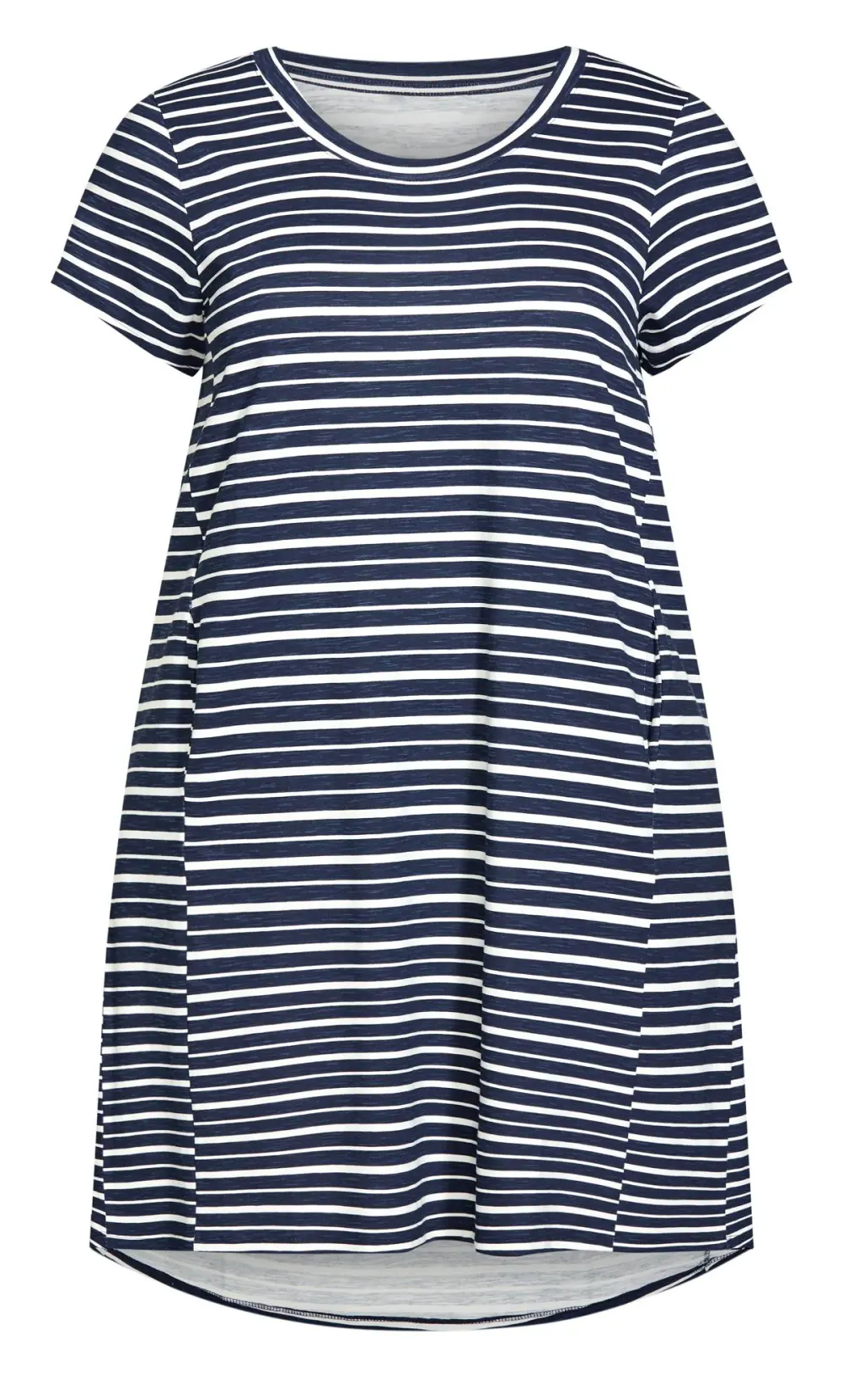 Evans Navy Blue Stripe Pocket Midi Dress