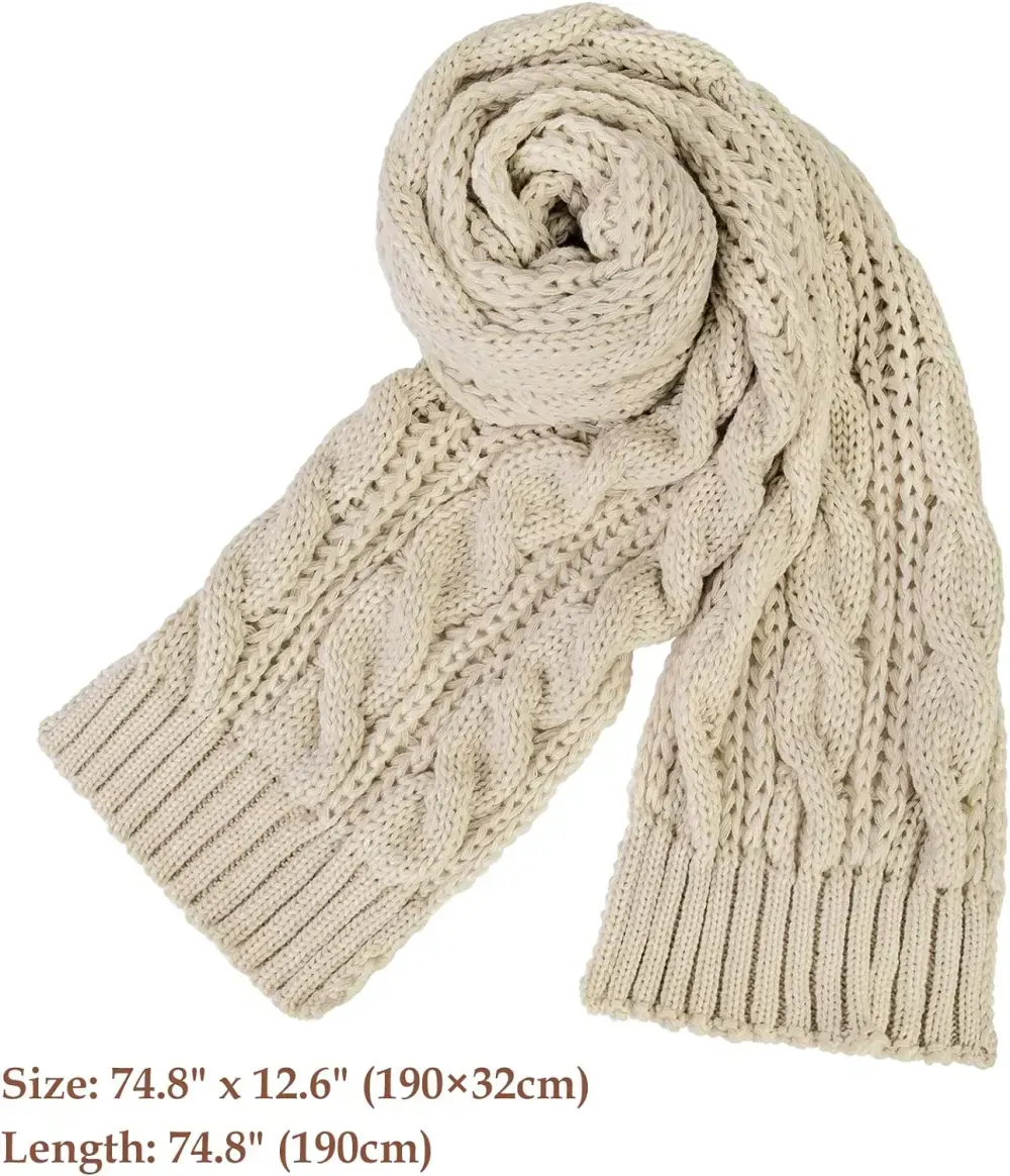 Women And Mens Winter Thick Cable Knit Wrap Chunky Long Warm Scarf