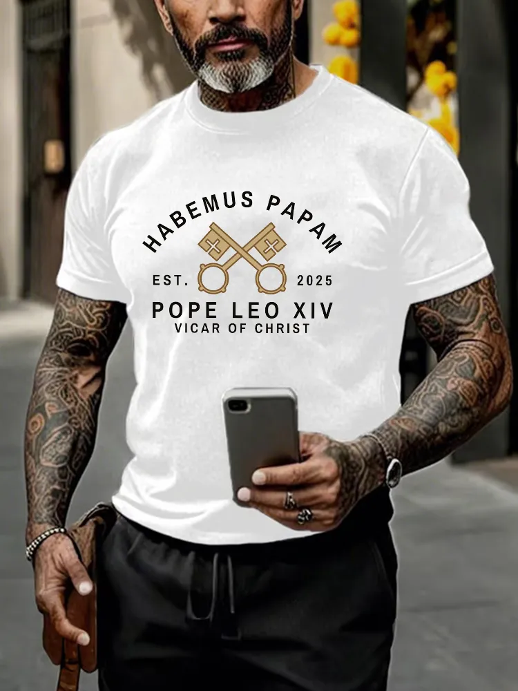 Men'S 2025 Habemus Papam Pope Leo Xiv Vicar Of Chirst Printed T-Shirt