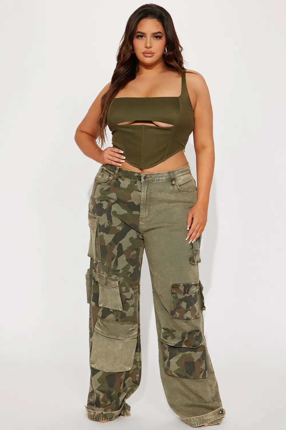 Peek A Boo Corset Top - Olive