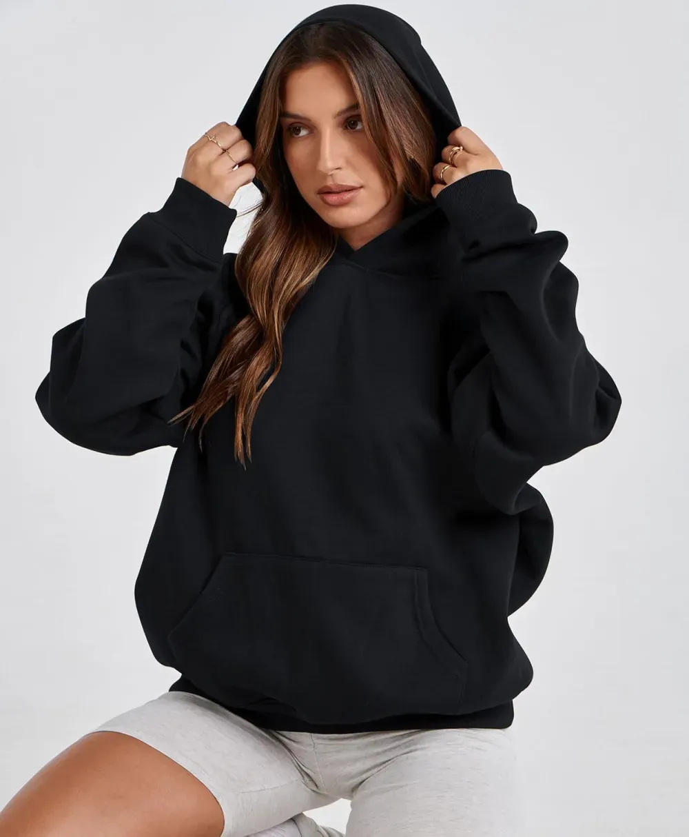 Womens Camo Hoodies Maple Leaf Print Oversized Hooded Sweatshirt Fleece Pullover Sweatshirts Long Sleeve with Pocket